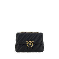 PINKO Black Calf Leather Bos Taurus Shoulder Bag