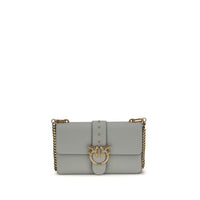 PINKO Gray Calf Leather Bos Taurus Shoulder Bag