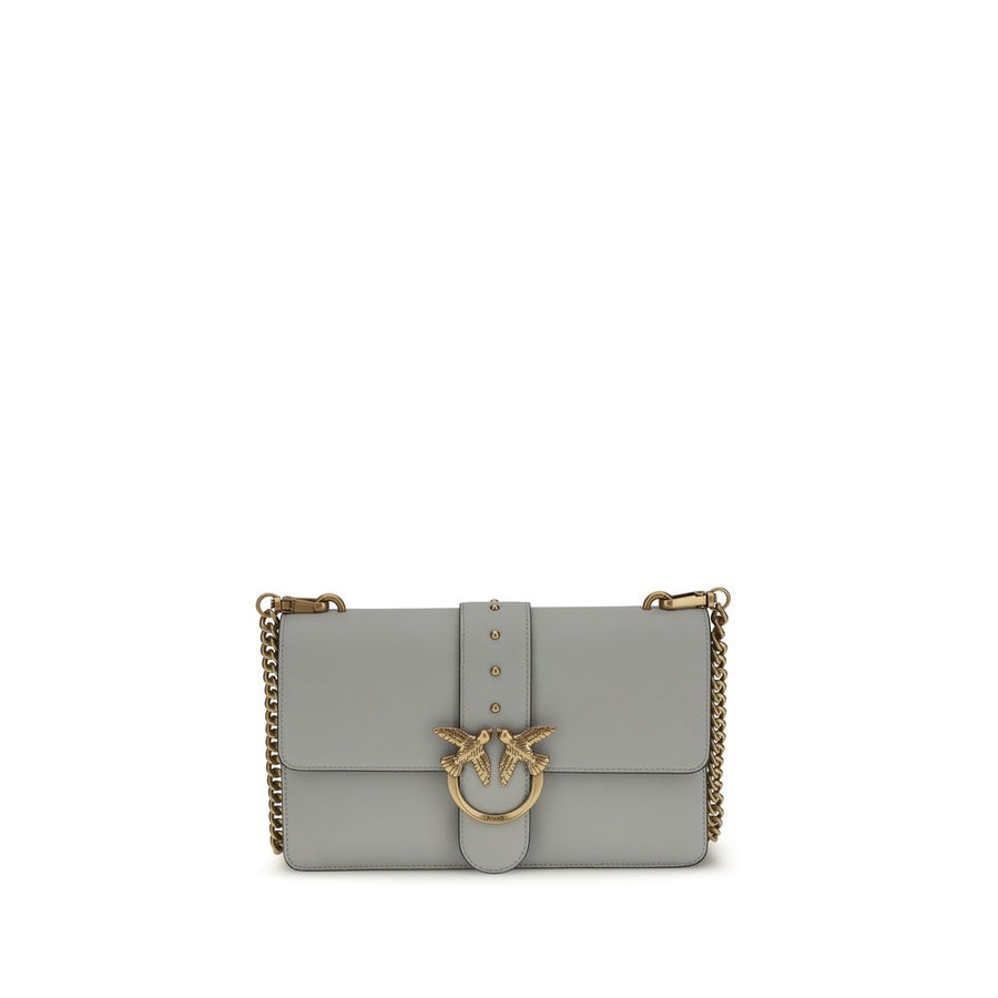 PINKO Gray Calf Leather Bos Taurus Shoulder Bag
