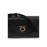 PINKO Black Calf Leather Bos Taurus Shoulder Bag