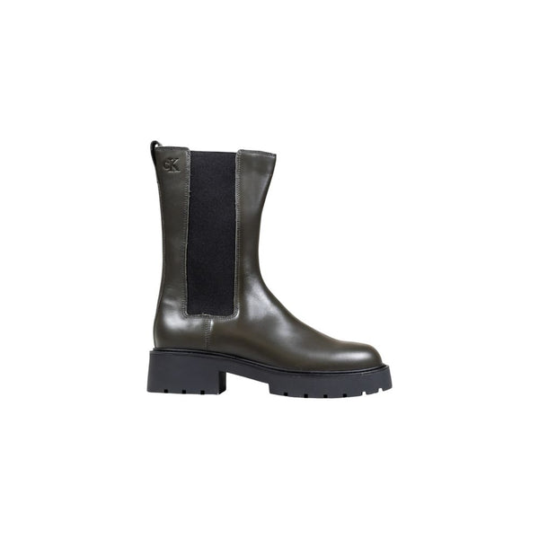 Calvin Klein Jeans Gray Leather Ankle Boots