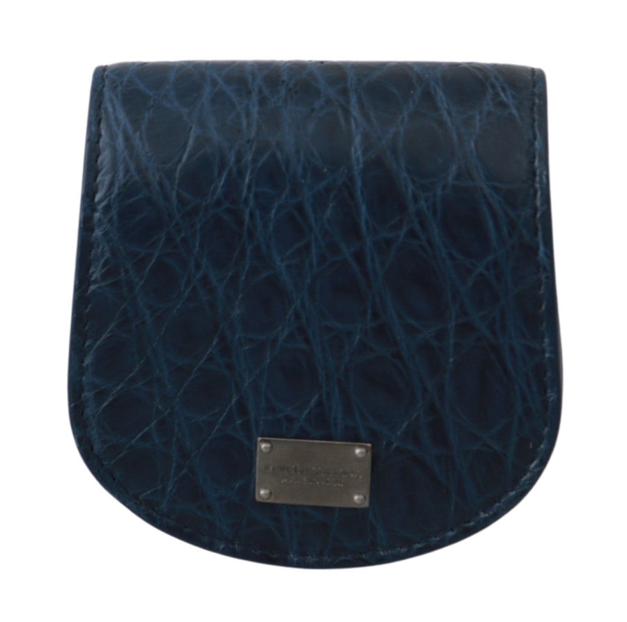 Dolce & Gabbana Blue Holder Pocket Wallet Blue Exotic Skin Condom Case