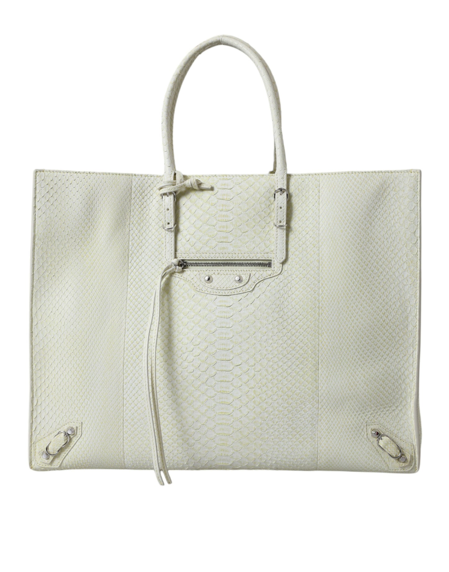 Balenciaga White Yellow Exotic Skin Leather Shopping Tote PAPIER Bag
