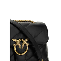 PINKO Black Calf Leather Bos Taurus Shoulder Bag