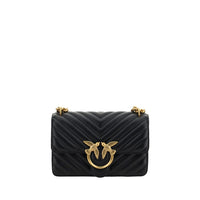 PINKO Black Calf Leather Bos Taurus Shoulder Bag