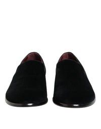 Dolce & Gabbana Black Velvet Loafers Formal Men Dress Shoes