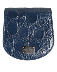 Dolce & Gabbana Blue Exotic Skin Coin Condom Case Holder Pocket Wallet
