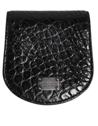 Dolce & Gabbana Black Exotic Skin Coin Condom Case Holder Pocket Wallet