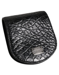 Dolce & Gabbana Black Exotic Skin Coin Condom Case Holder Pocket Wallet
