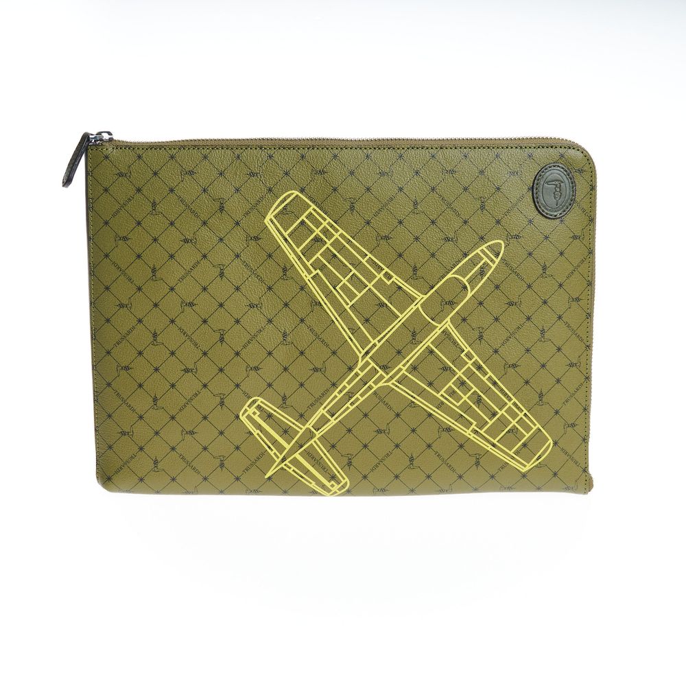 Trussardi Green Leather Men Clutch