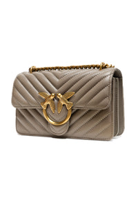 PINKO Grey Leather Love One Mini Shoulder Bag